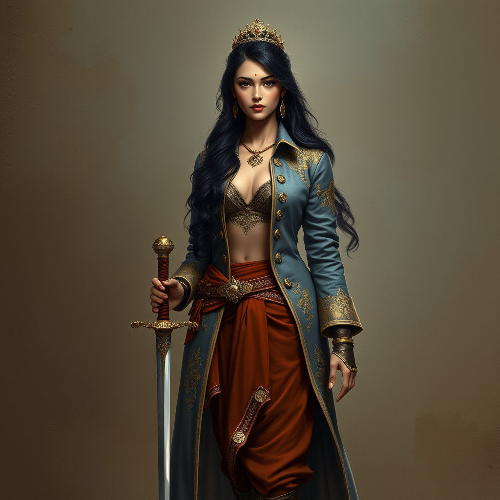 Regal Warrior Princess with Sword and Tiara