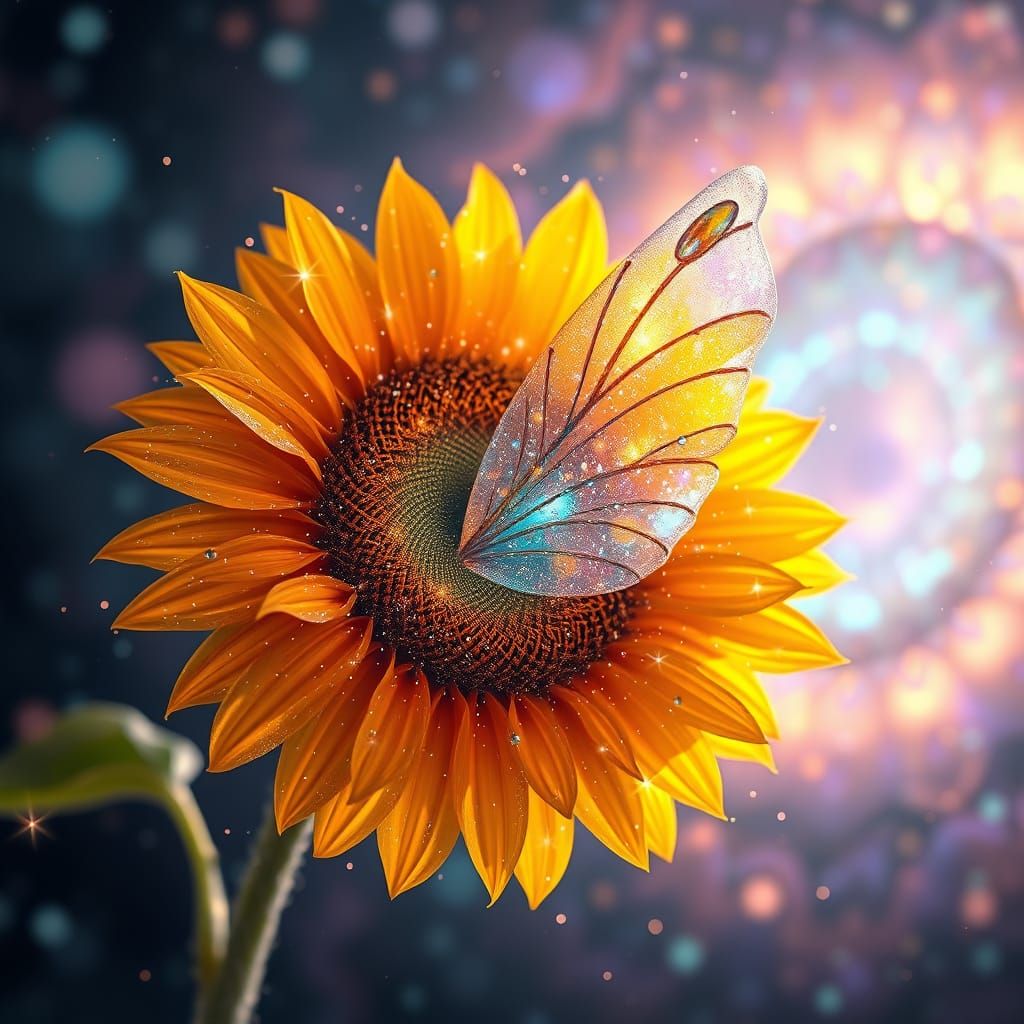 Stardust Sunflower in Dreamlike Shimmering World