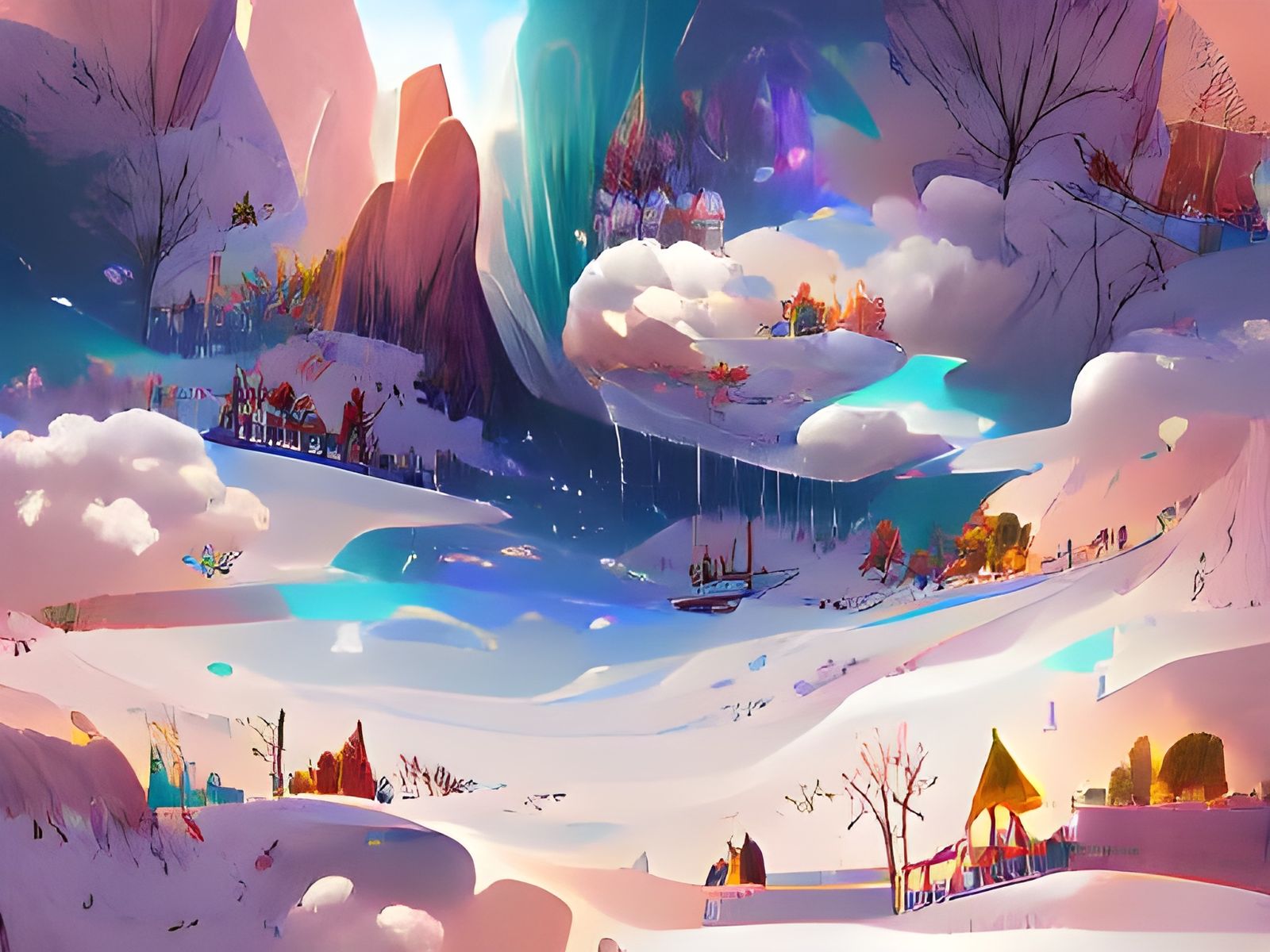 Enchanting Winter Landscape in Storybook Style