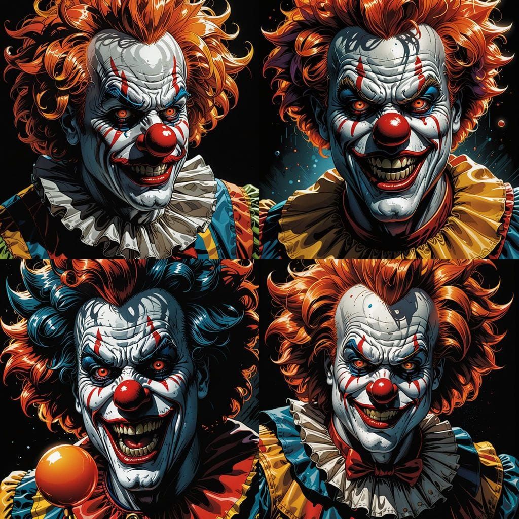 Clown Accessories on Dark Table, Comic Book Art