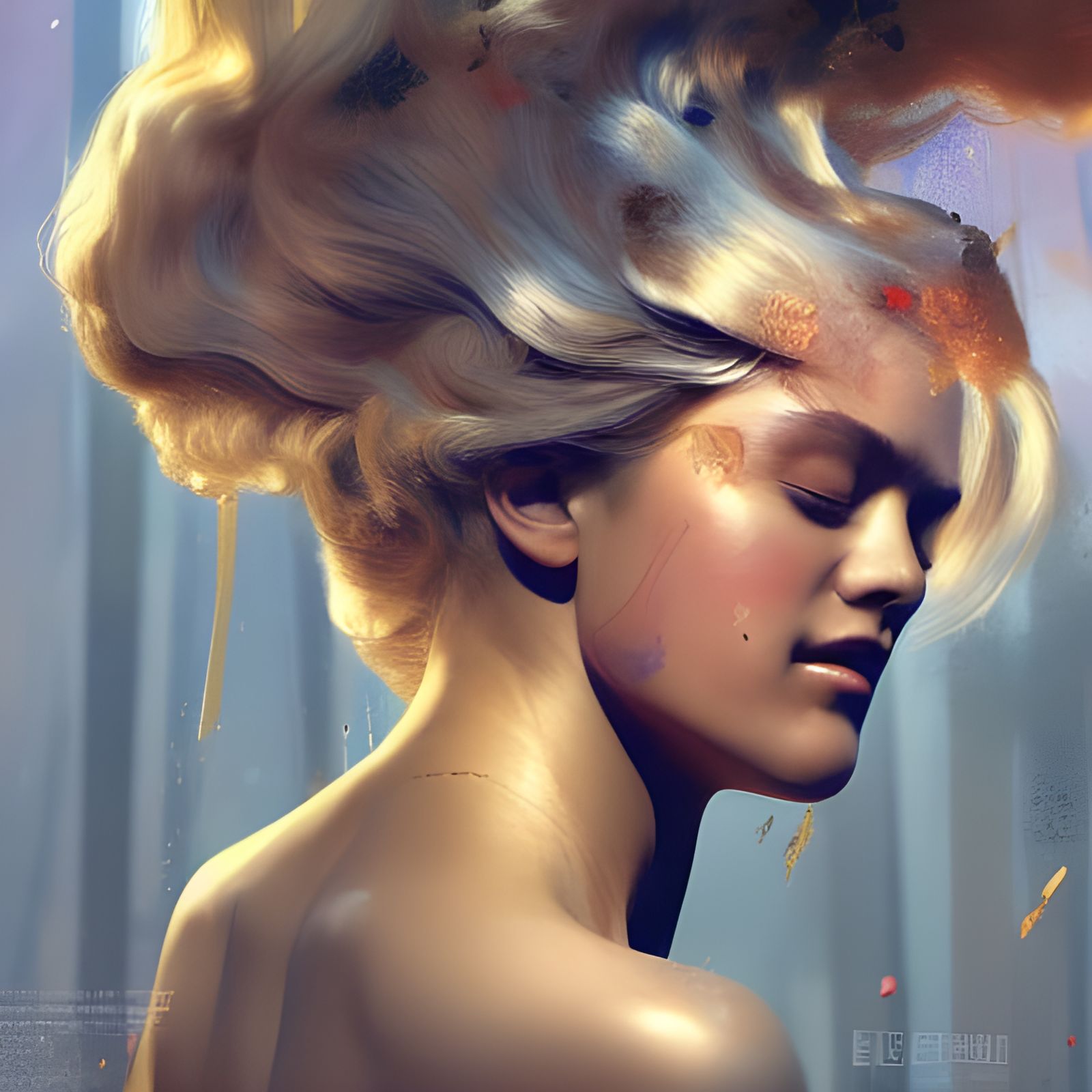 Dreamlike Portrait of a Beautiful Blonde Woman