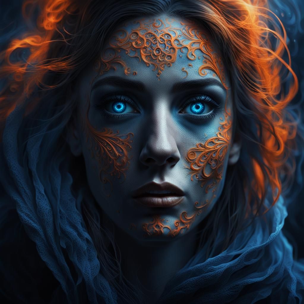 Eerie Portrait of Young Woman in Fantasy Style
