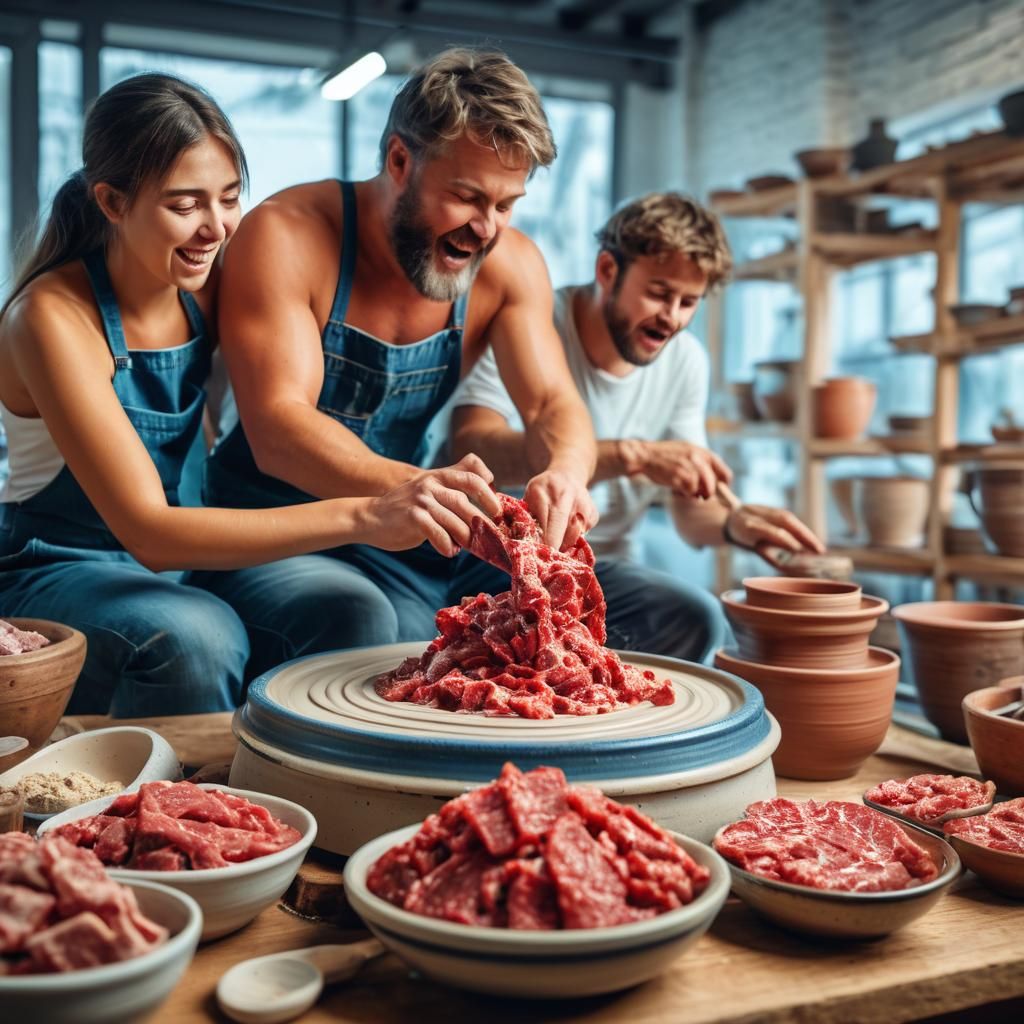 Realizing The Pottery Wheel They Are Working Together is Actually a Spinning Pile of Raw Meat VIII