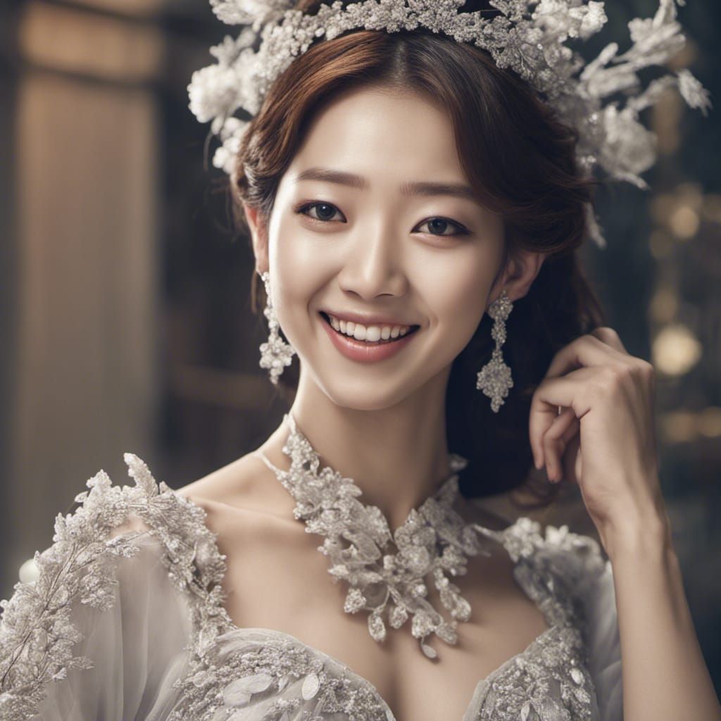 Park Shin Hye Smiling Portrait in Gown
