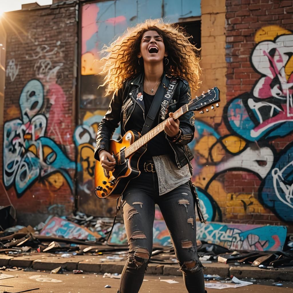 Rock Concert Photo: Woman with Guitar on Stage