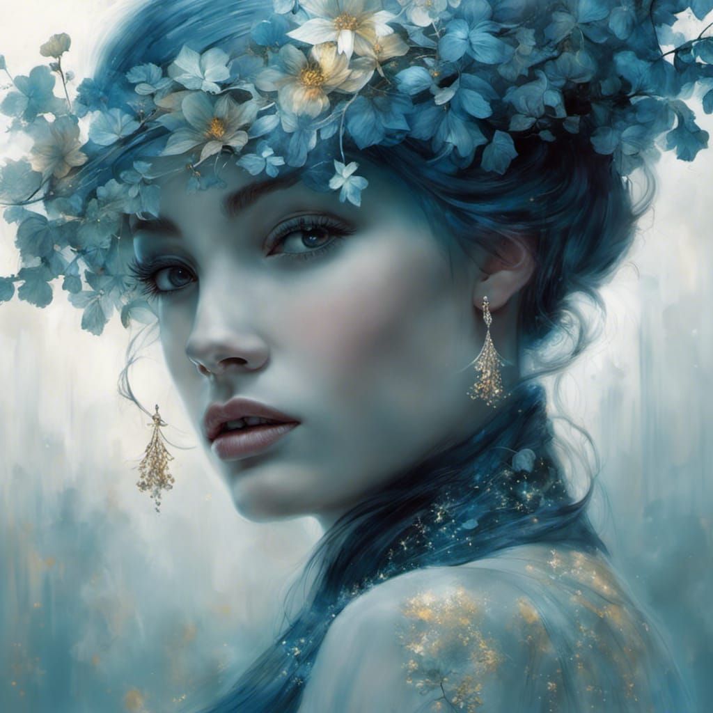 Moonlit Garden Portrait in Ethereal Style