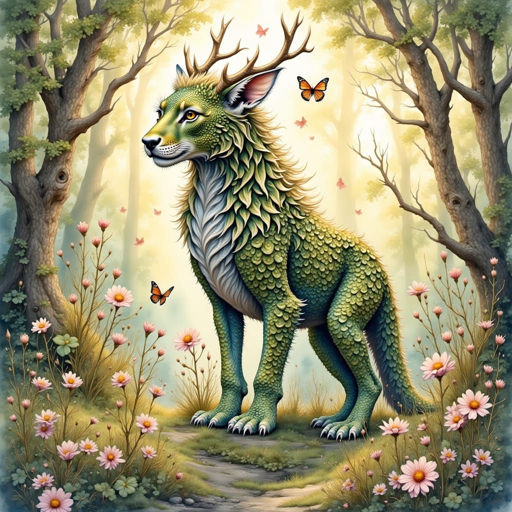 Celtic Forest Guardian in Hyperdetailed Watercolor Style