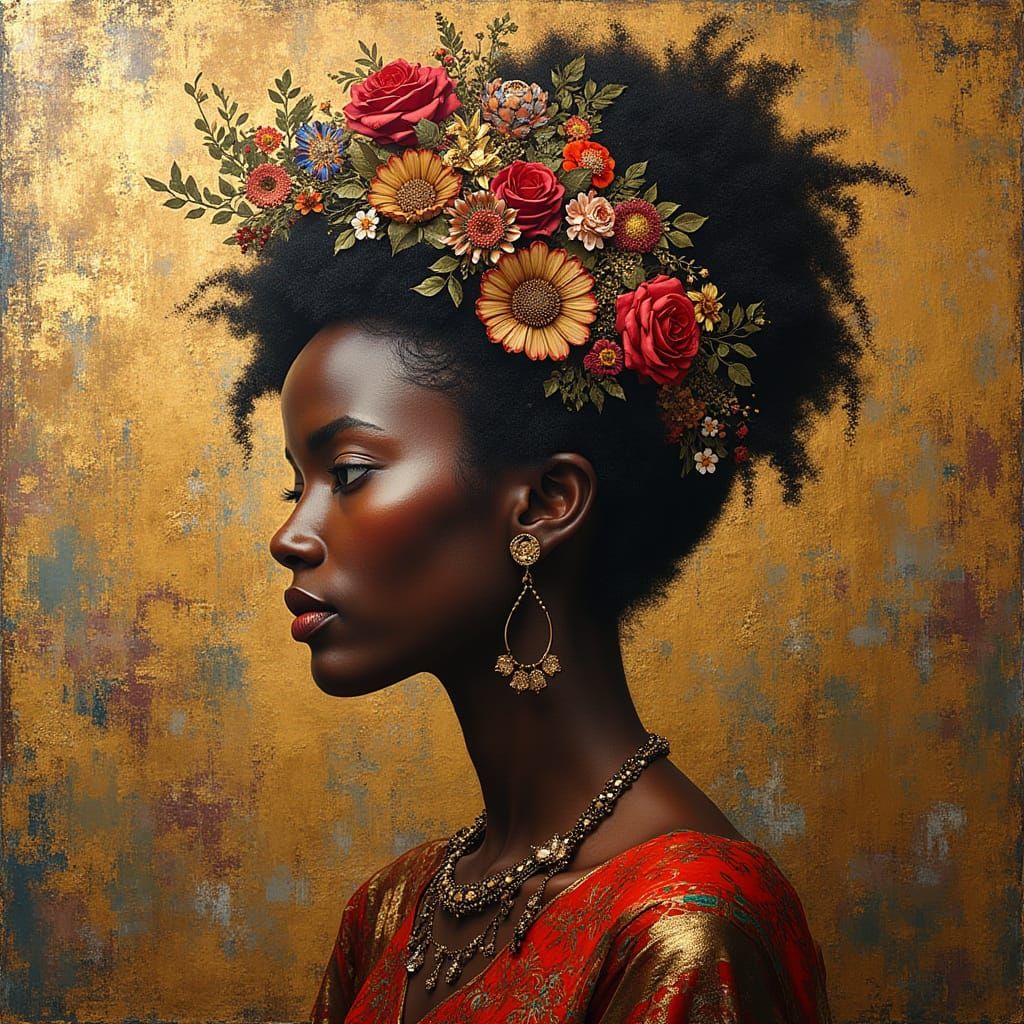 Elegant African Beauty in Mixed Artistic Styles