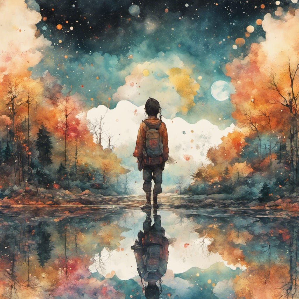 World Peace in Watercolour with Sparkling Background