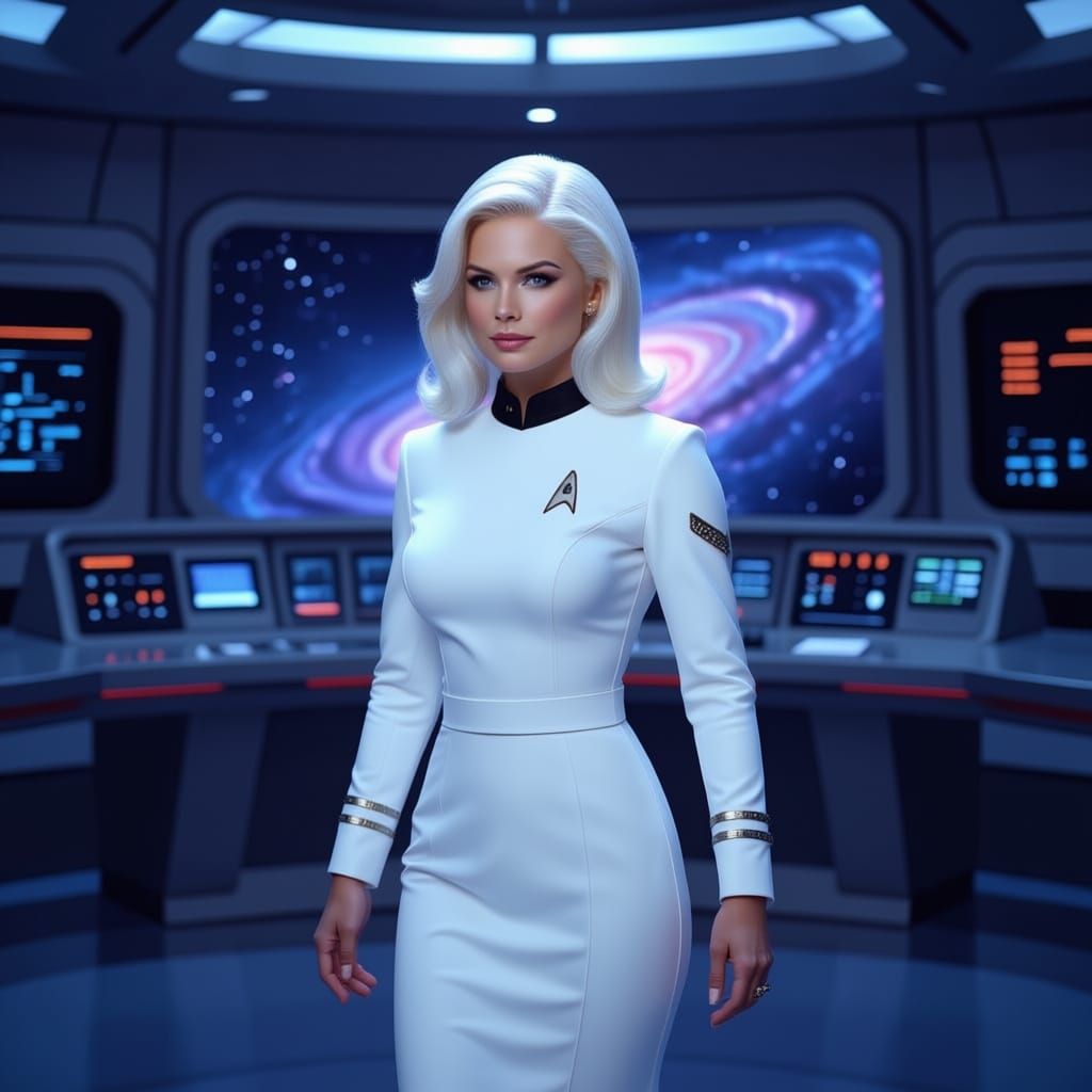 Emma Frost Joins Enterprise Bridge in 1960s Style