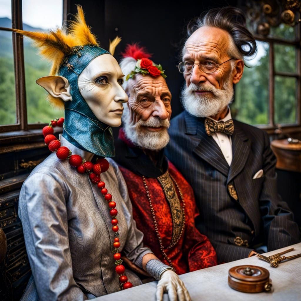 Surreal Extraterrestrial Gathering in a Beautifully Decorate...