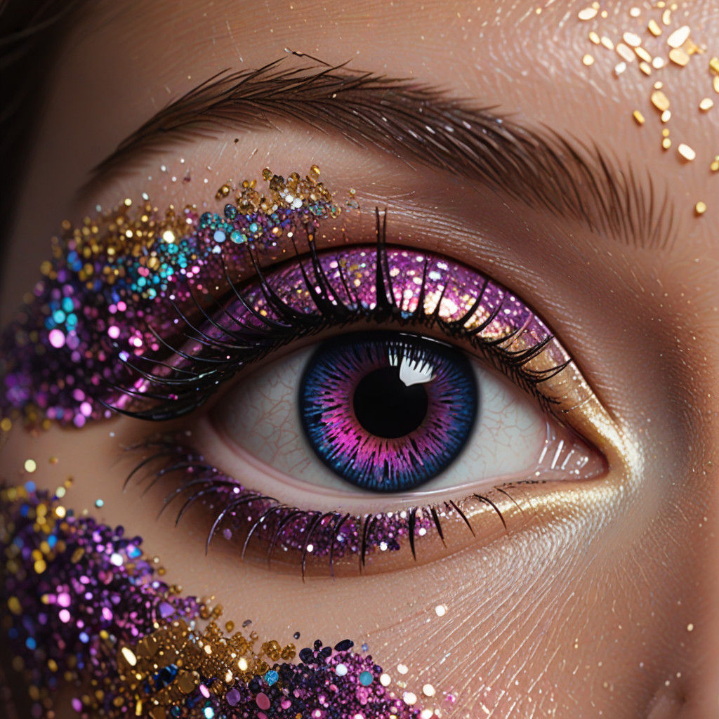 Luminous Girl's Eye in Vibrant Digital Art