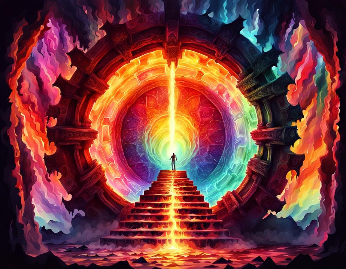 Psychedelic Portal to Hell in Digital Watercolor
