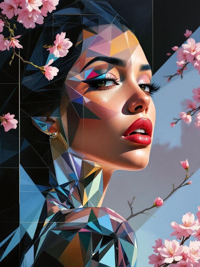 Pin-Up Figure Transitions to Crystal Shards