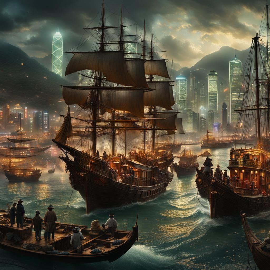 Hong Kong Harbour 1800s: Cinematic Digital Painting