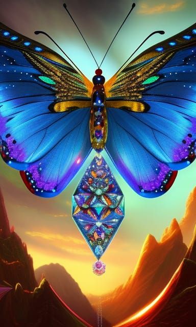 Holographic Jeweled Butterfly in Cosmic Illustration