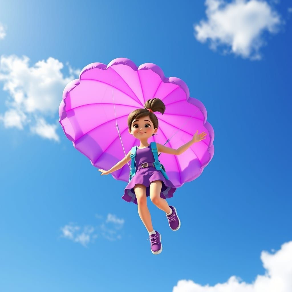 Girl Parachuting in Nick Jr. 3D Style