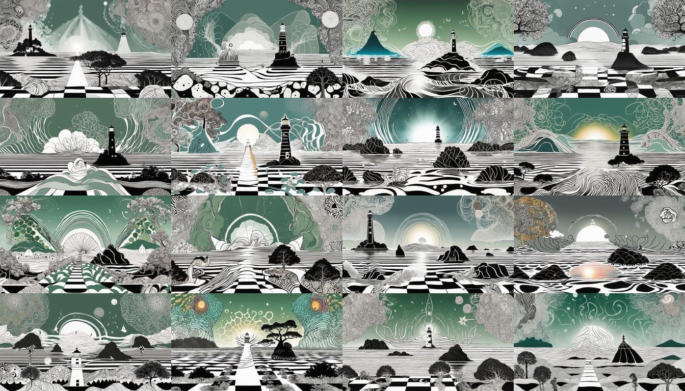 Ethereal Lighthouse Landscape with Hyperadaptive Flora and Q...