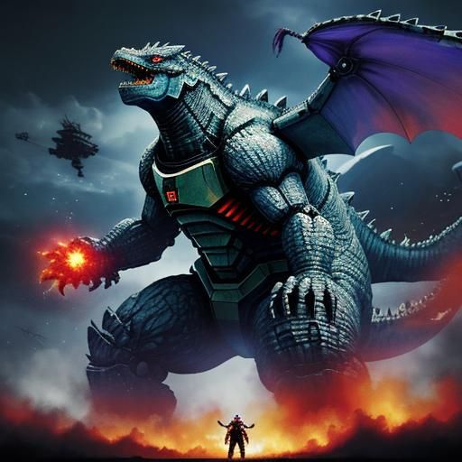 Mecha Godzilla in Anime Art Style