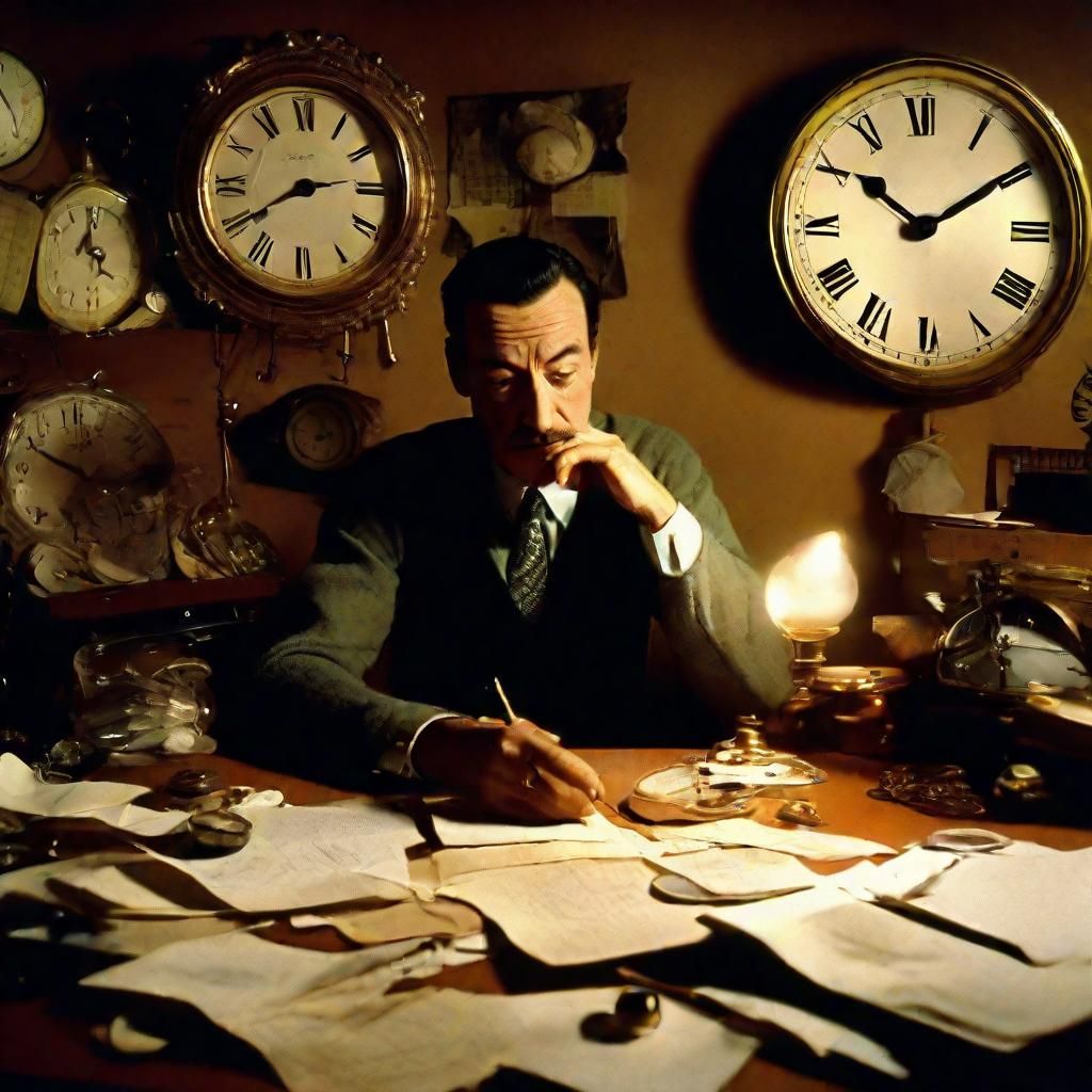 Surreal Study: Person Gazing at Melting Clock