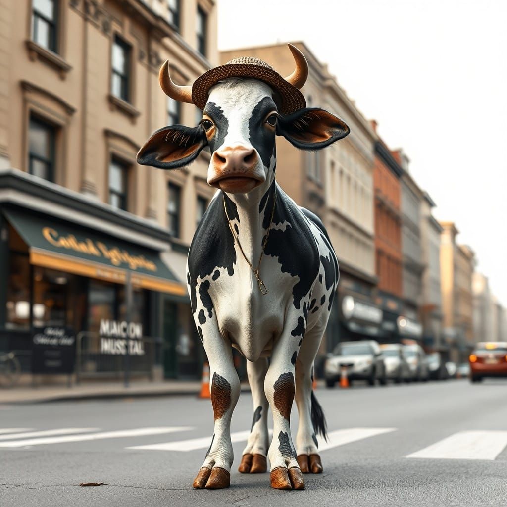 Half Cow, Half Boy in 1950s Realistic Photo Style