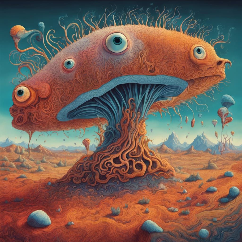 Whimsical Creature Dances in Melting Dreamscape