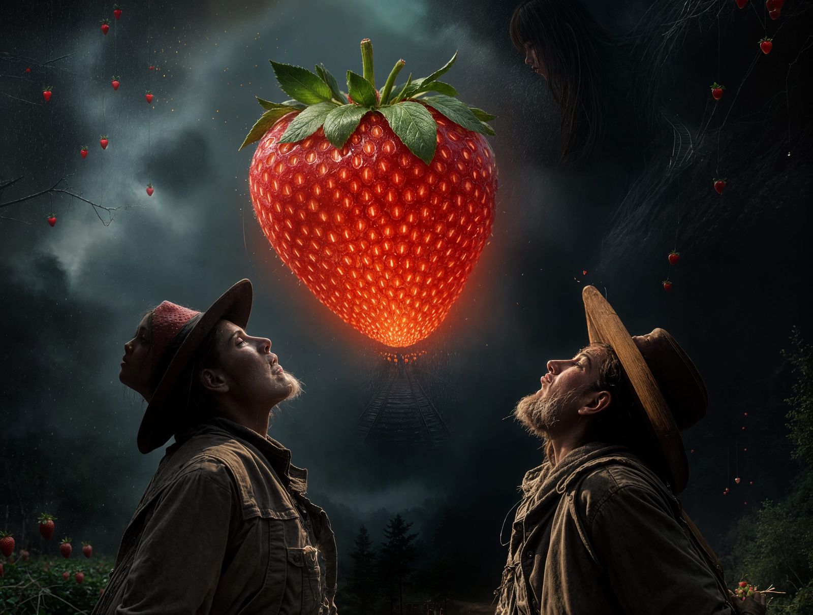 Awe-Struck Tramps Witness Giant Luminous Strawberry