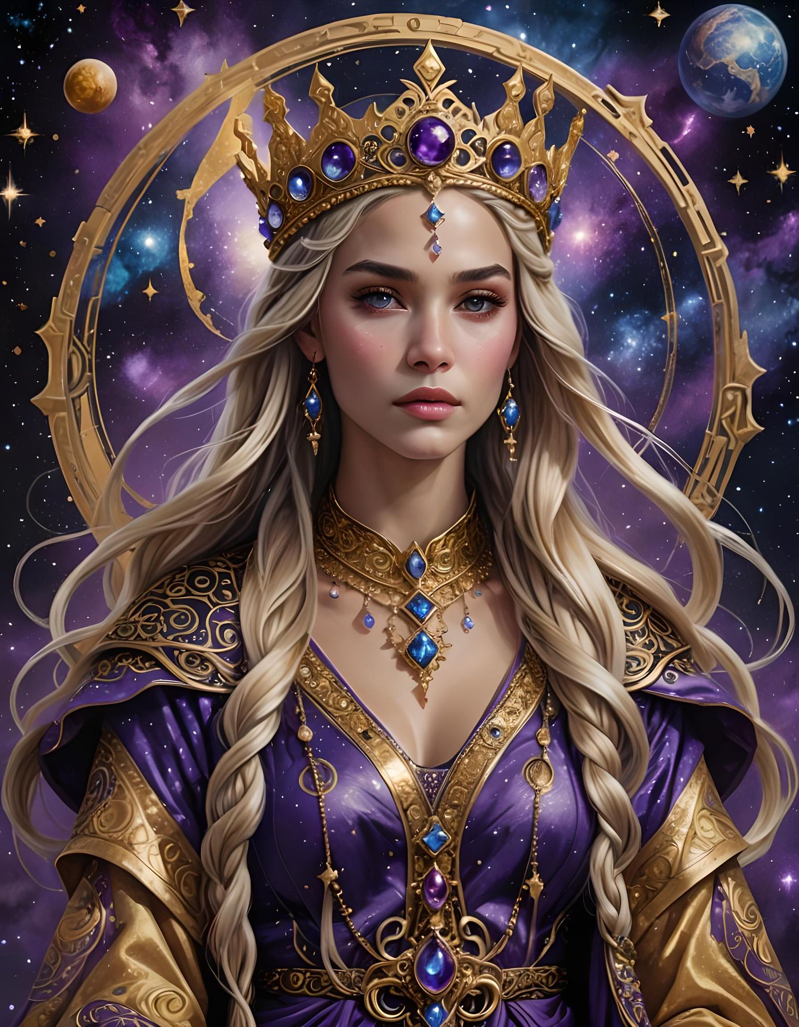 Fantasy Portrait of Woman with Cosmic Landscape