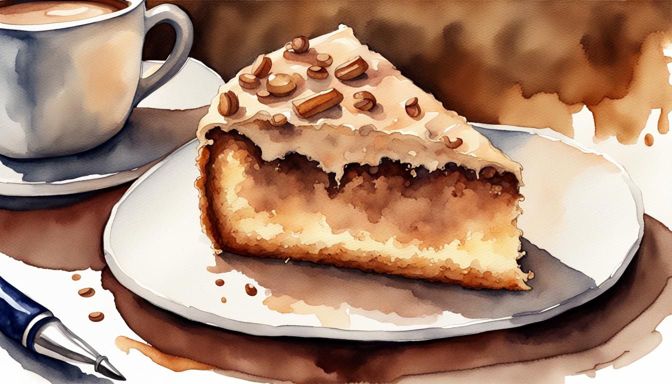 Coffee cake :: watercolor art :: fine details