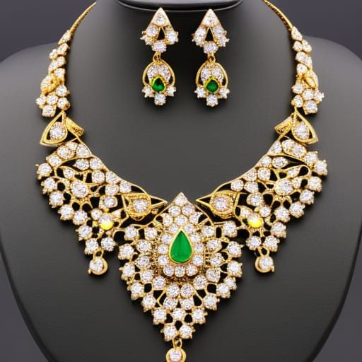 Gorgeous Gemstone Necklace in Digital Painting Style