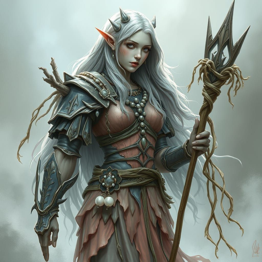 Mystical Elf Aeltharys in Dreamlike Ethereal Scene