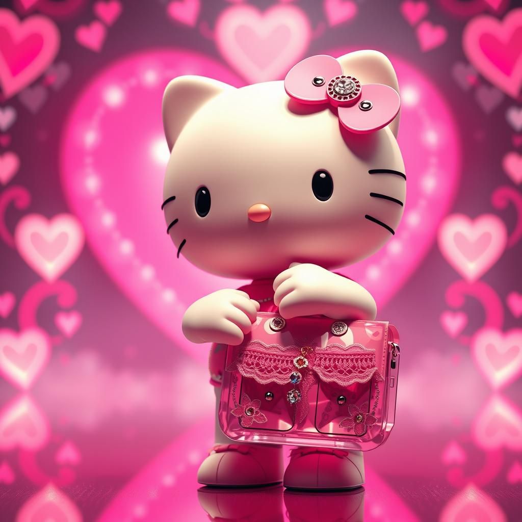Hello Kitty's Pink Crystal Purse: 3D Render