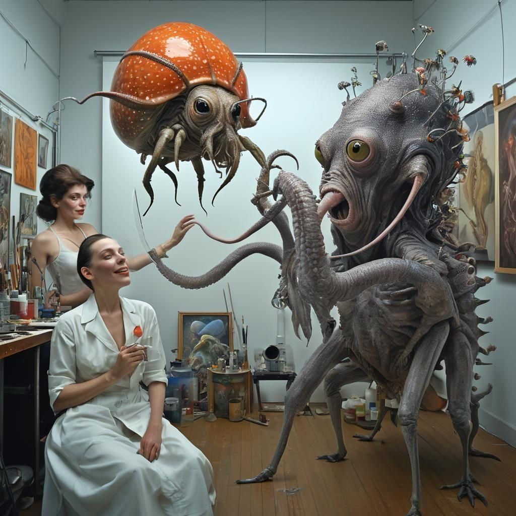 Exotic Portraits in Surreal Sci-Fi Laboratory