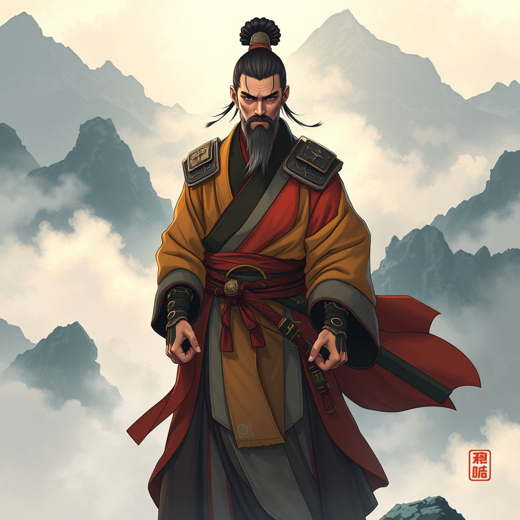 East Asian Warrior Monk in Anime Style