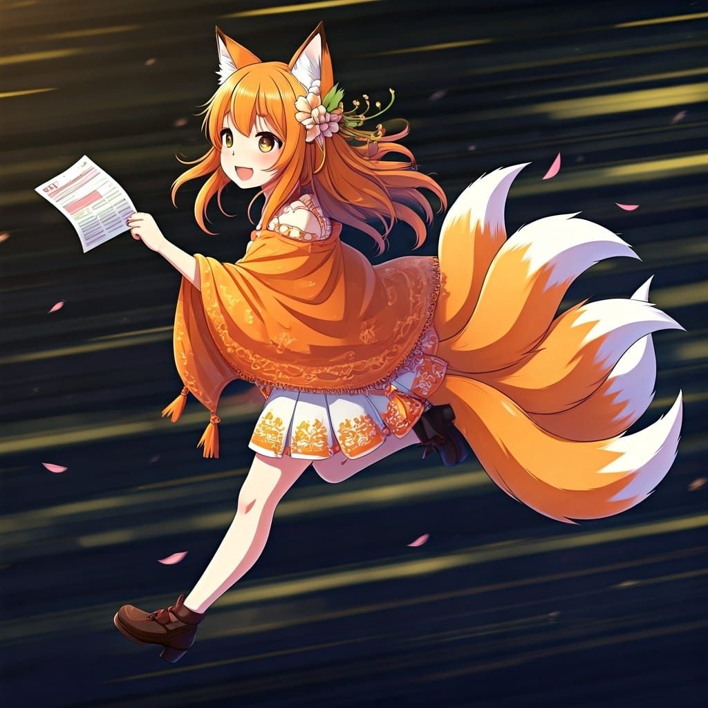 Anime Fox Girl Escapes Schedule Toward the Light