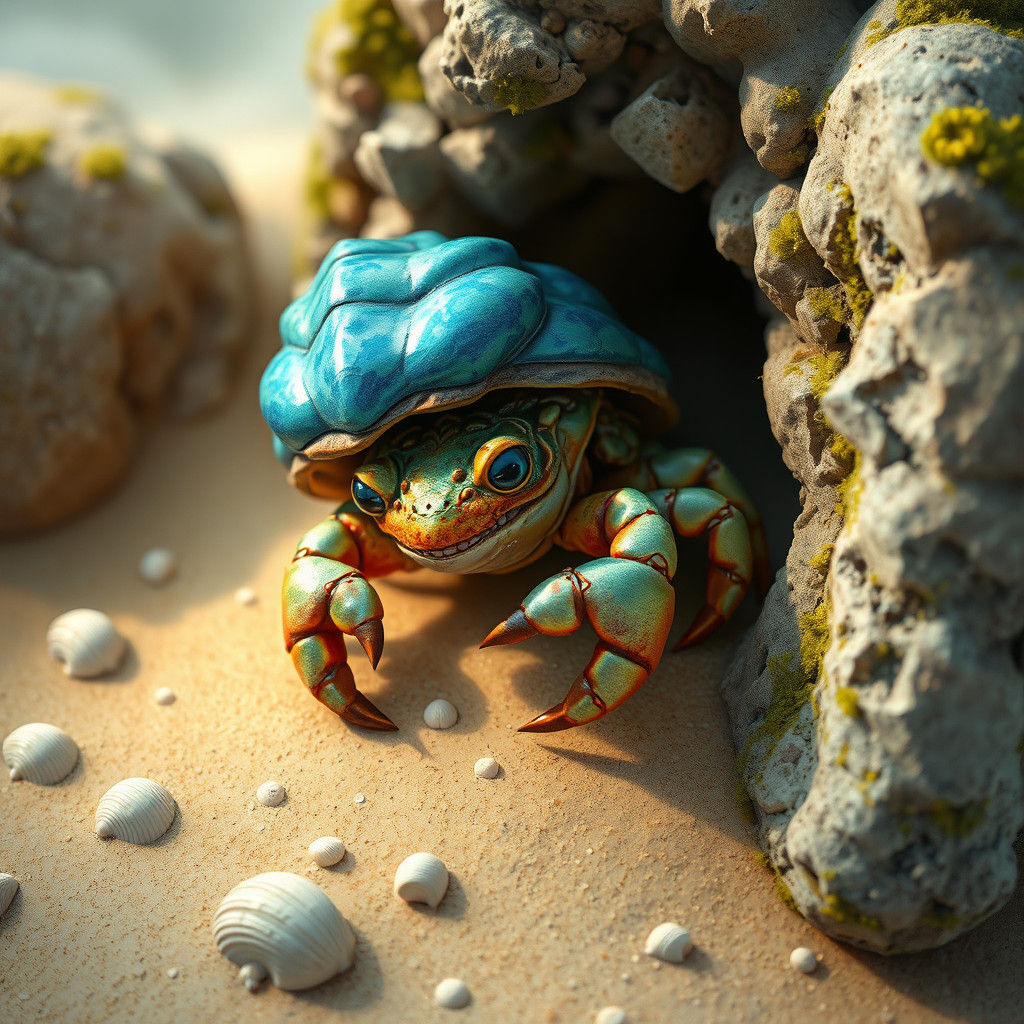 Fantastical Dragon Hermit Crab in Dreamlike Setting