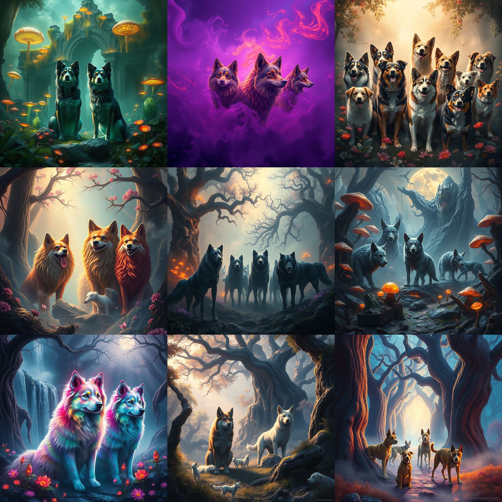 Detailed Matte Painting of Dogs in Unreal Engine