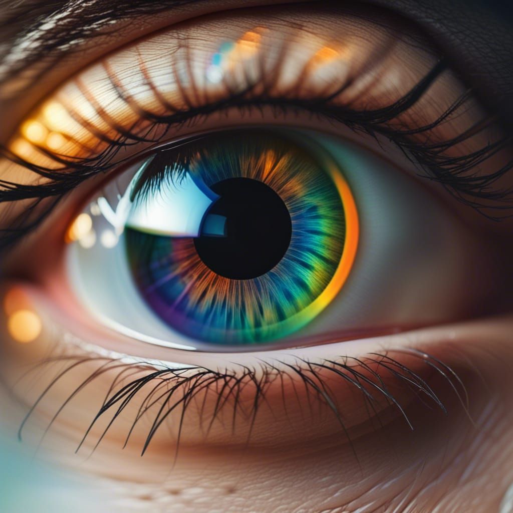 Hyperrealistic Colorful Eye Reflecting Camera Lens