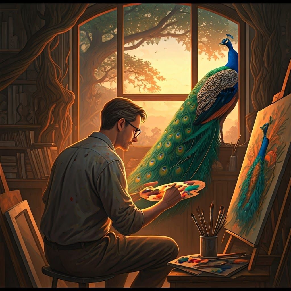 Painter Creates Stunning Peacock Masterpiece in Whimsical St...