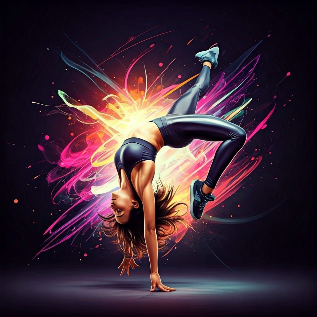 Dynamic Hip Hop Dancer in Abstract Landscape