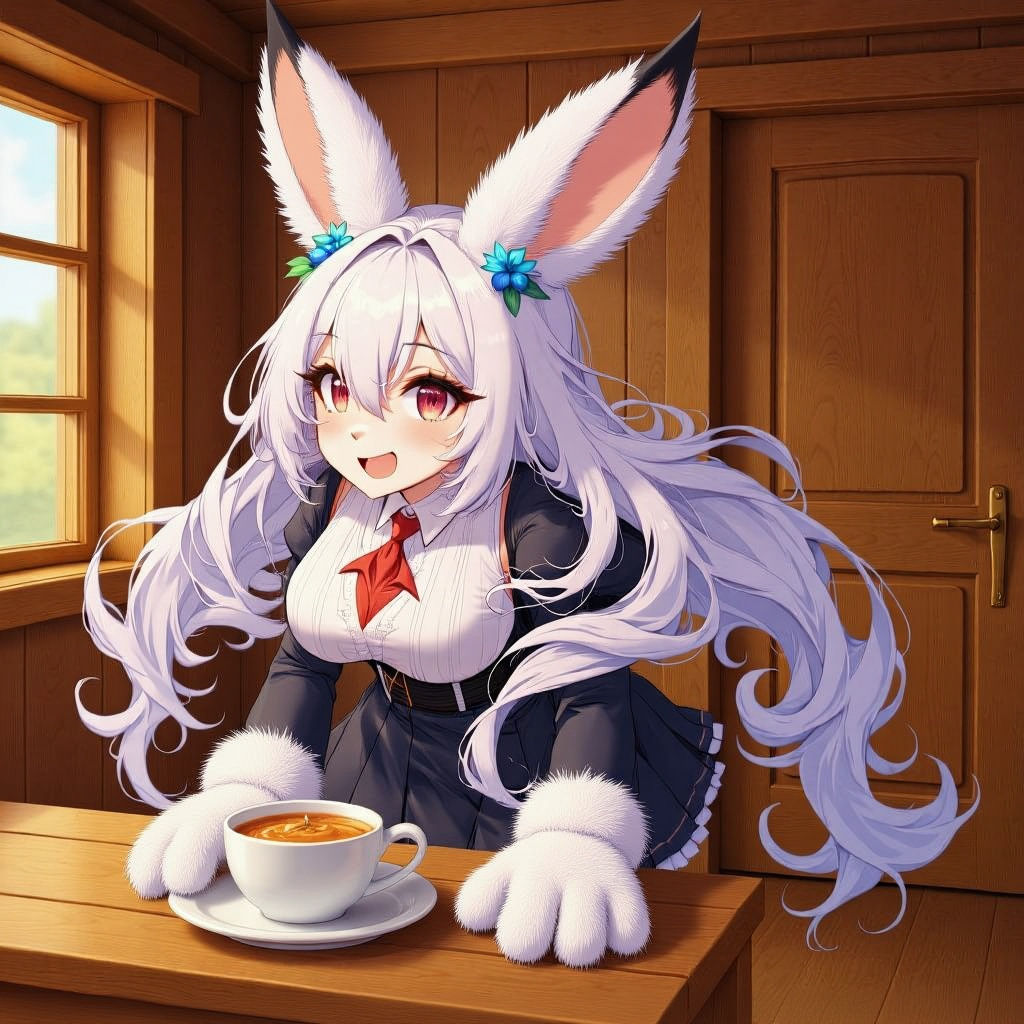 Androgynous Rabbit Character in Stylish School Uniform