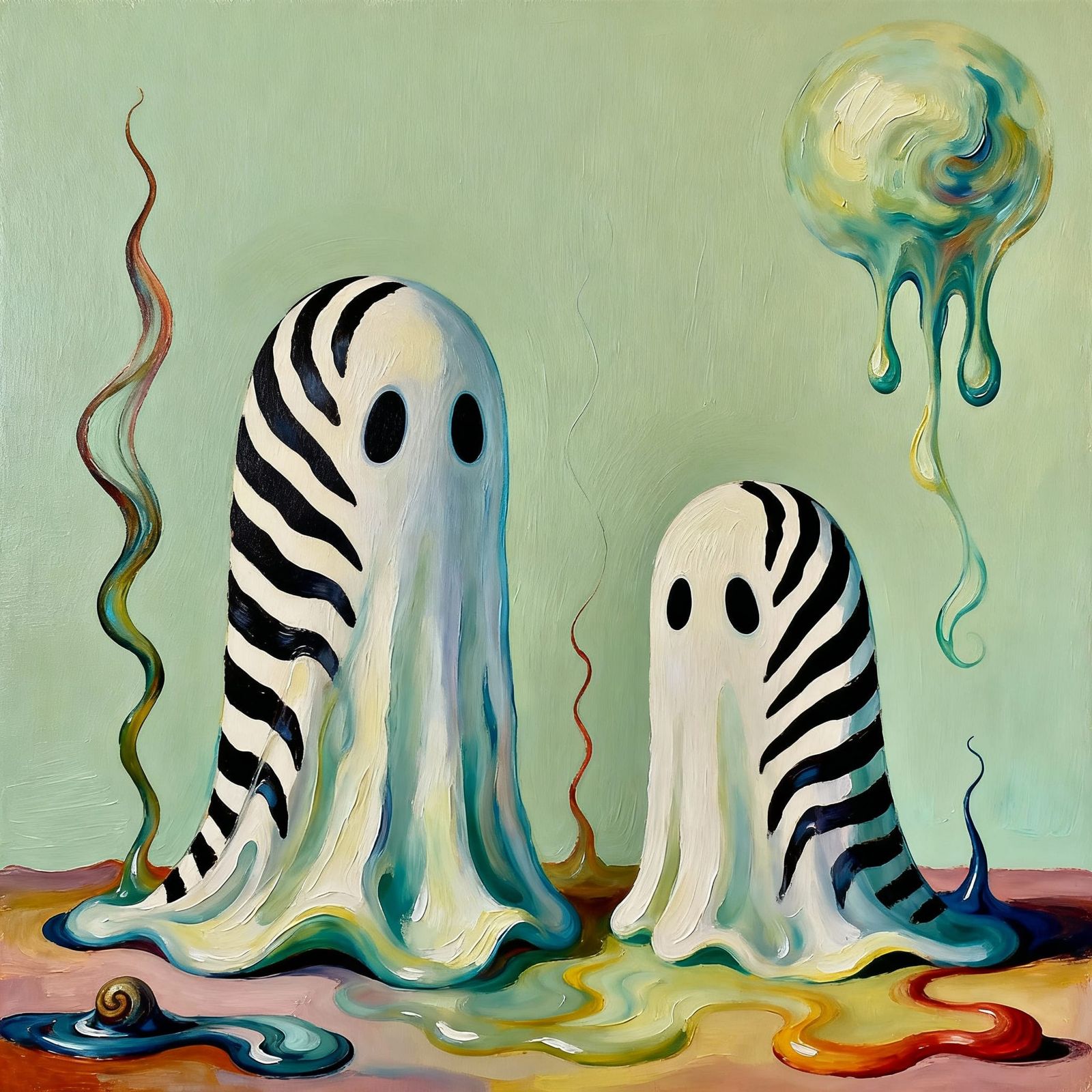 Surreal Zebra Ghosts Melting on Matte Background