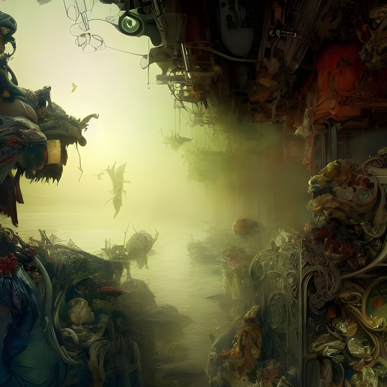 Waiter Presents Fresh Dinner in Hyperrealistic Style