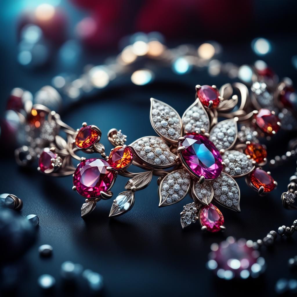 Luminous Gemstone Jewelry with Floral Accents