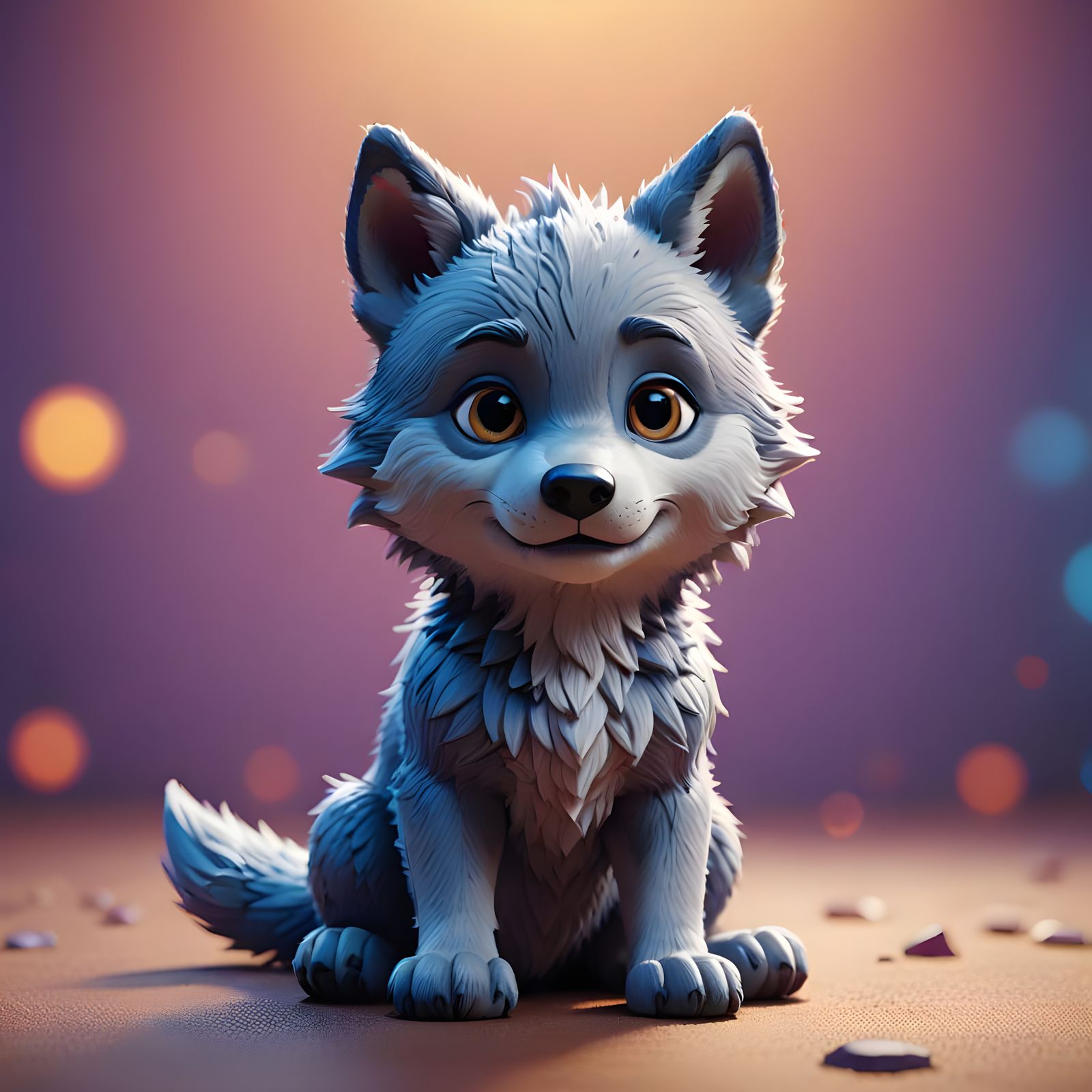 Adorable Pixar-Style Baby Wolf Concept Art