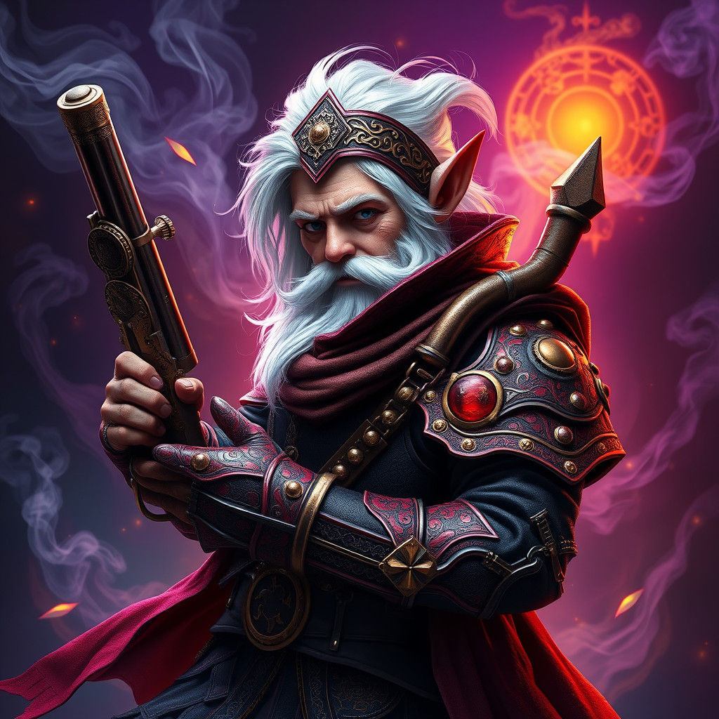 Steampunk Gnome Artificer with Flintlock Pistol