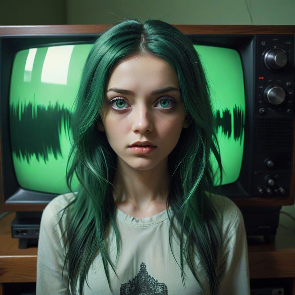 Teenage Girl Emerges from Television in Hypnotic State