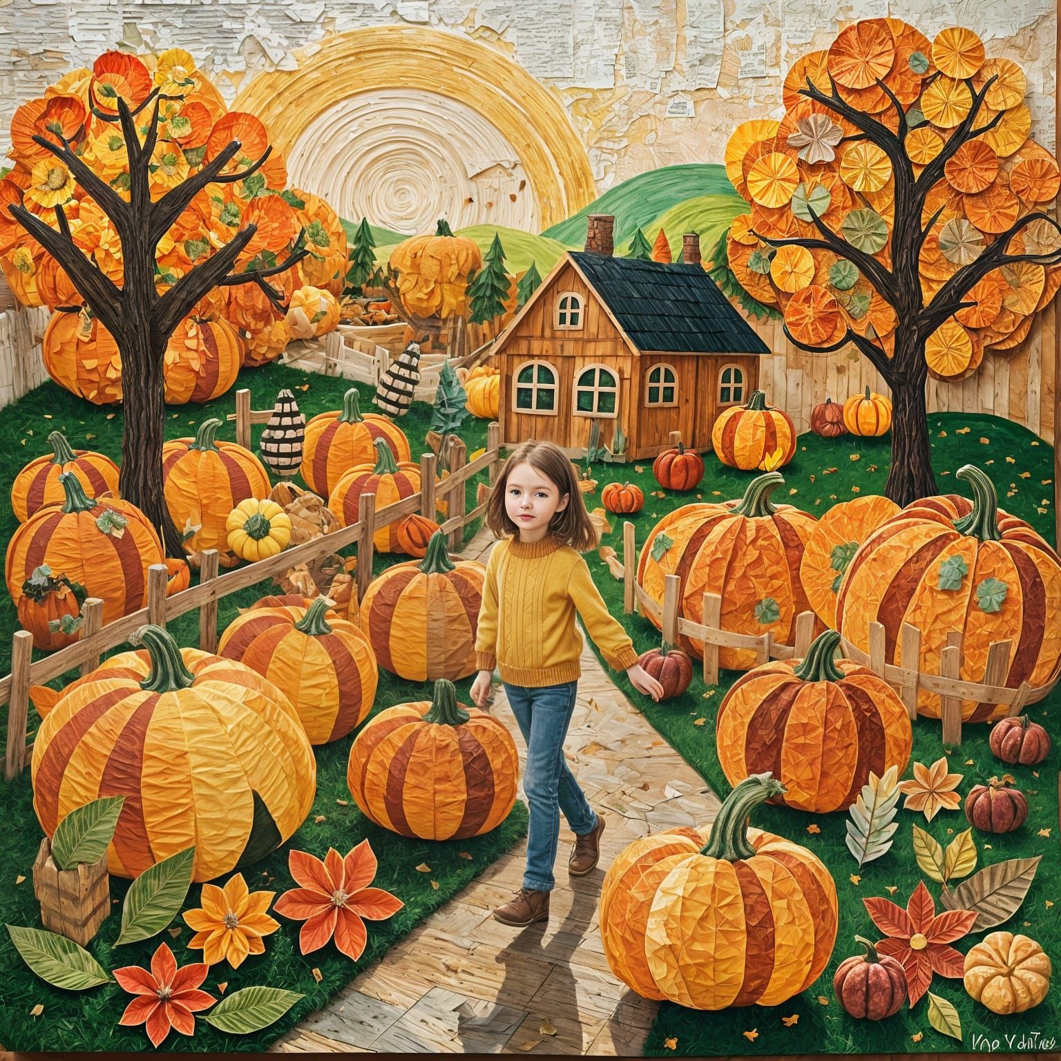 Cozy Pumpkin Patch Paper Art