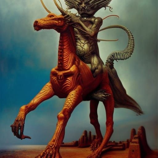 Death on a Pale Horse in Surreal Style