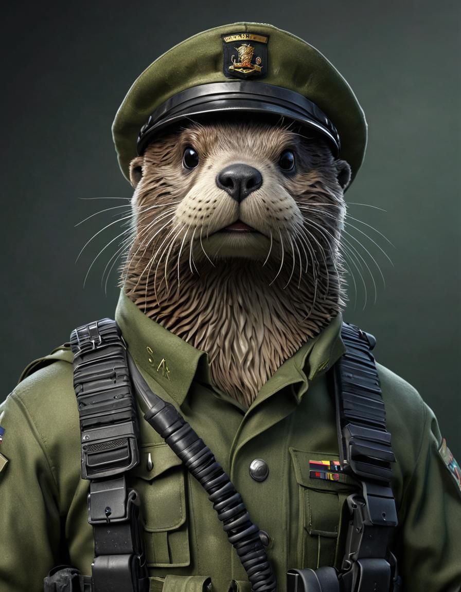 Sea Otter Navy Seal in Tactical Gear